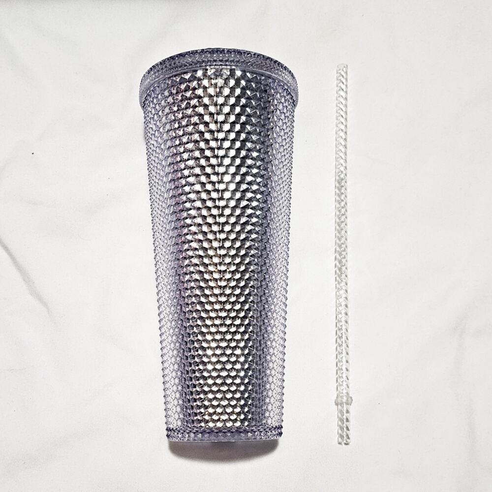 Starbucks New silver platinum clear Holiday 2019 studded venti tumbler 24 oz - Picture 3 of 9